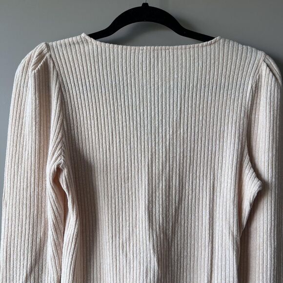 J Crew Top Womens Medium Ribbed Long Sleeve Pullover V Neck Soft Knit Top - Picture 5 of 13